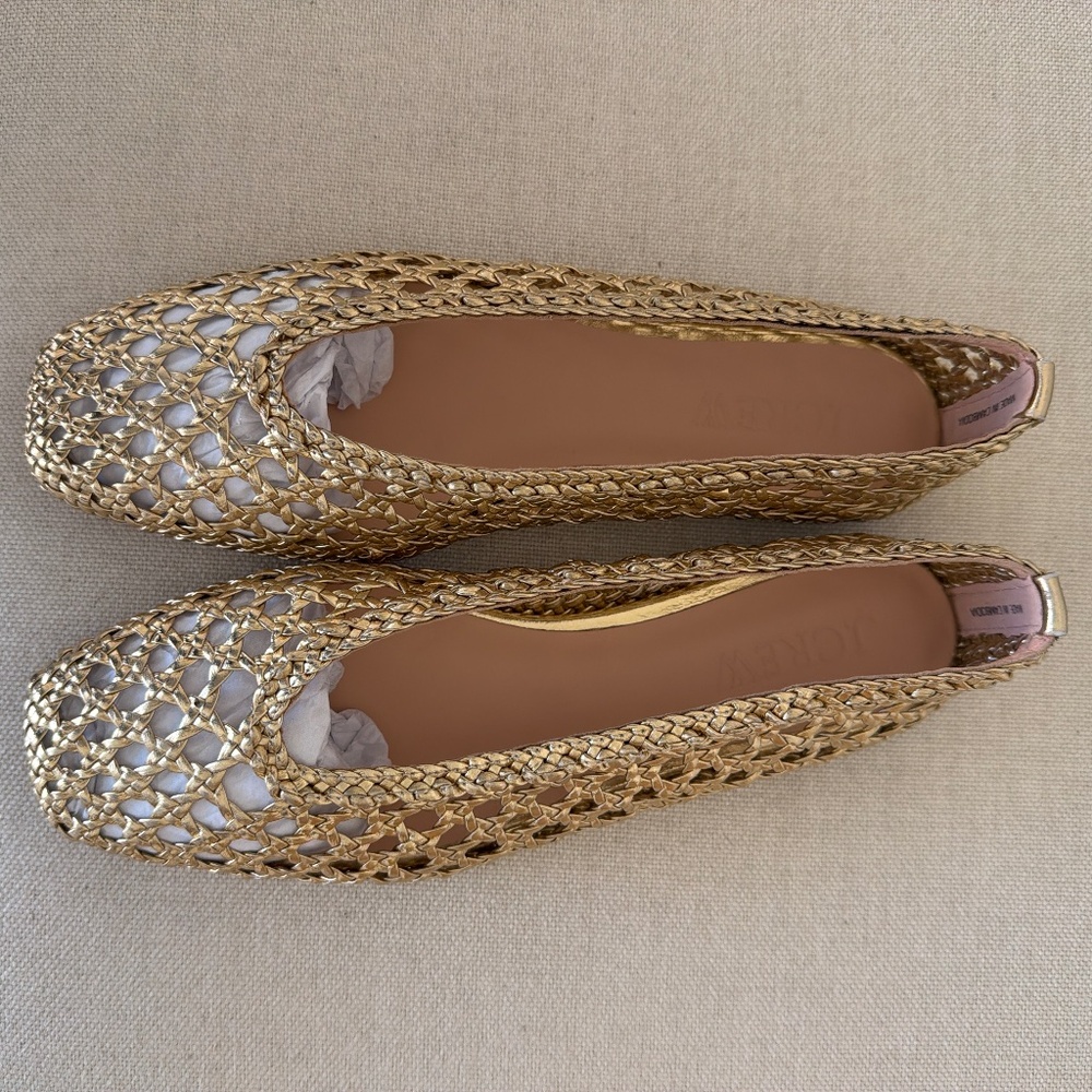 J Crew Quinn woven leather flat
